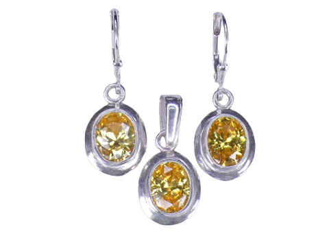 Yellow 925 Silver Drip Pendant Set