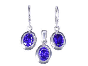 Purple 925 Silver Drip Pendant Set