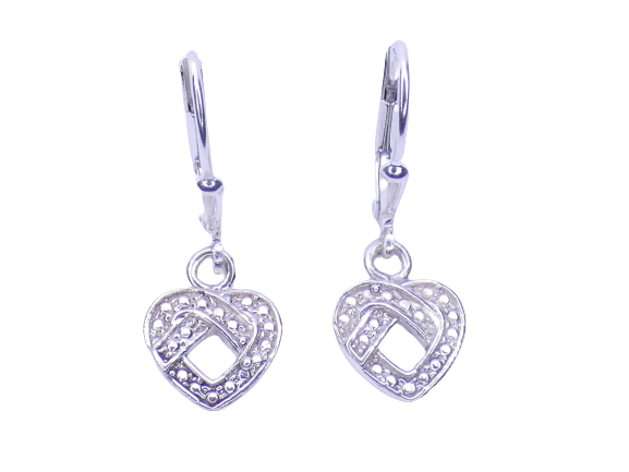 Silver Knot Heart Earrings